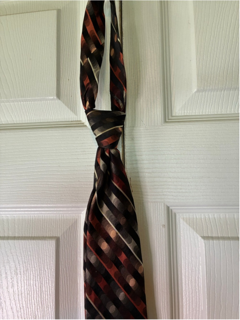 Men's Arrow Silk Tie One Size Black and Red Striped Pattern - Picture 2 of 5